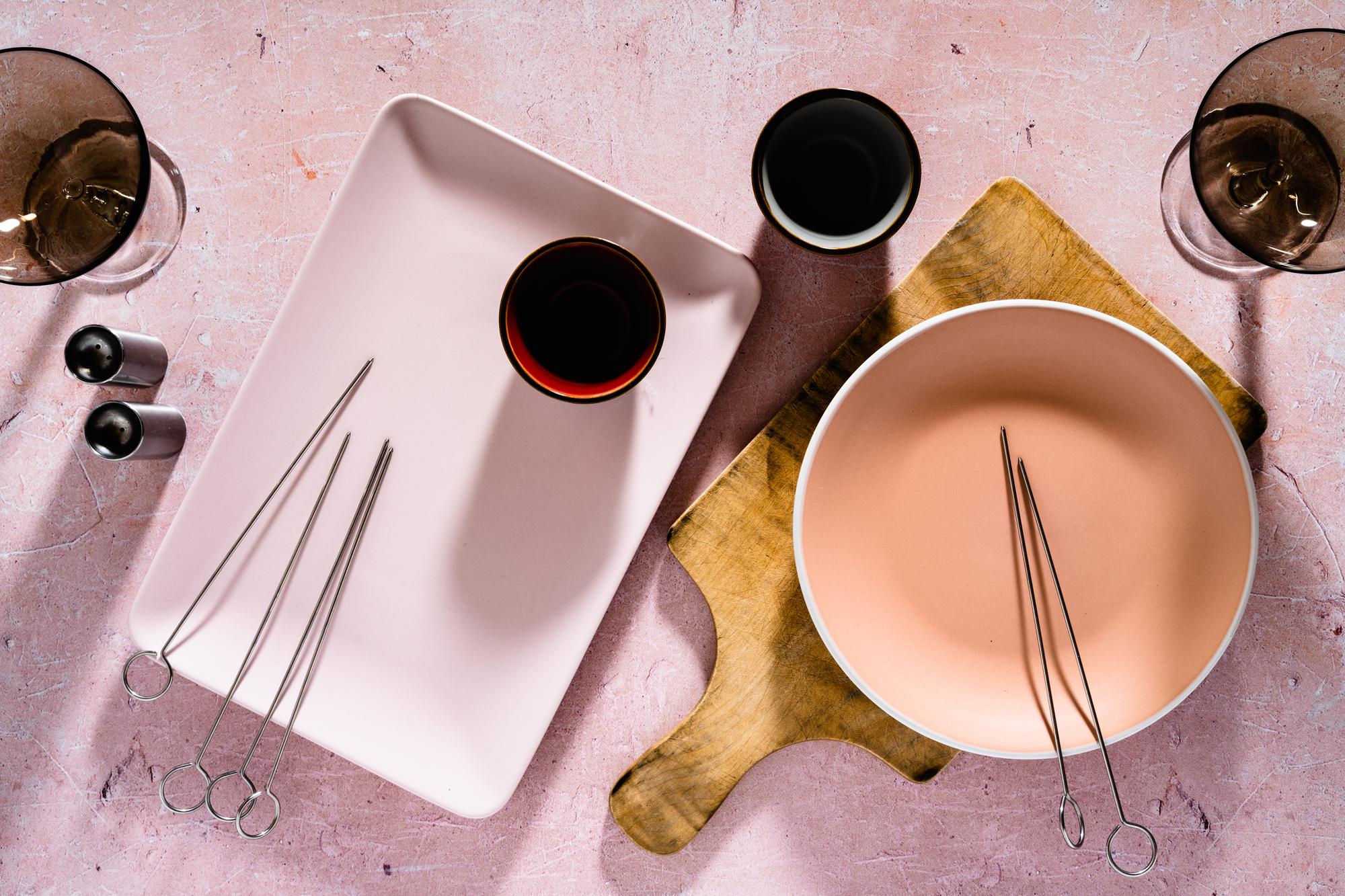 small tasting setup with notes and utensils