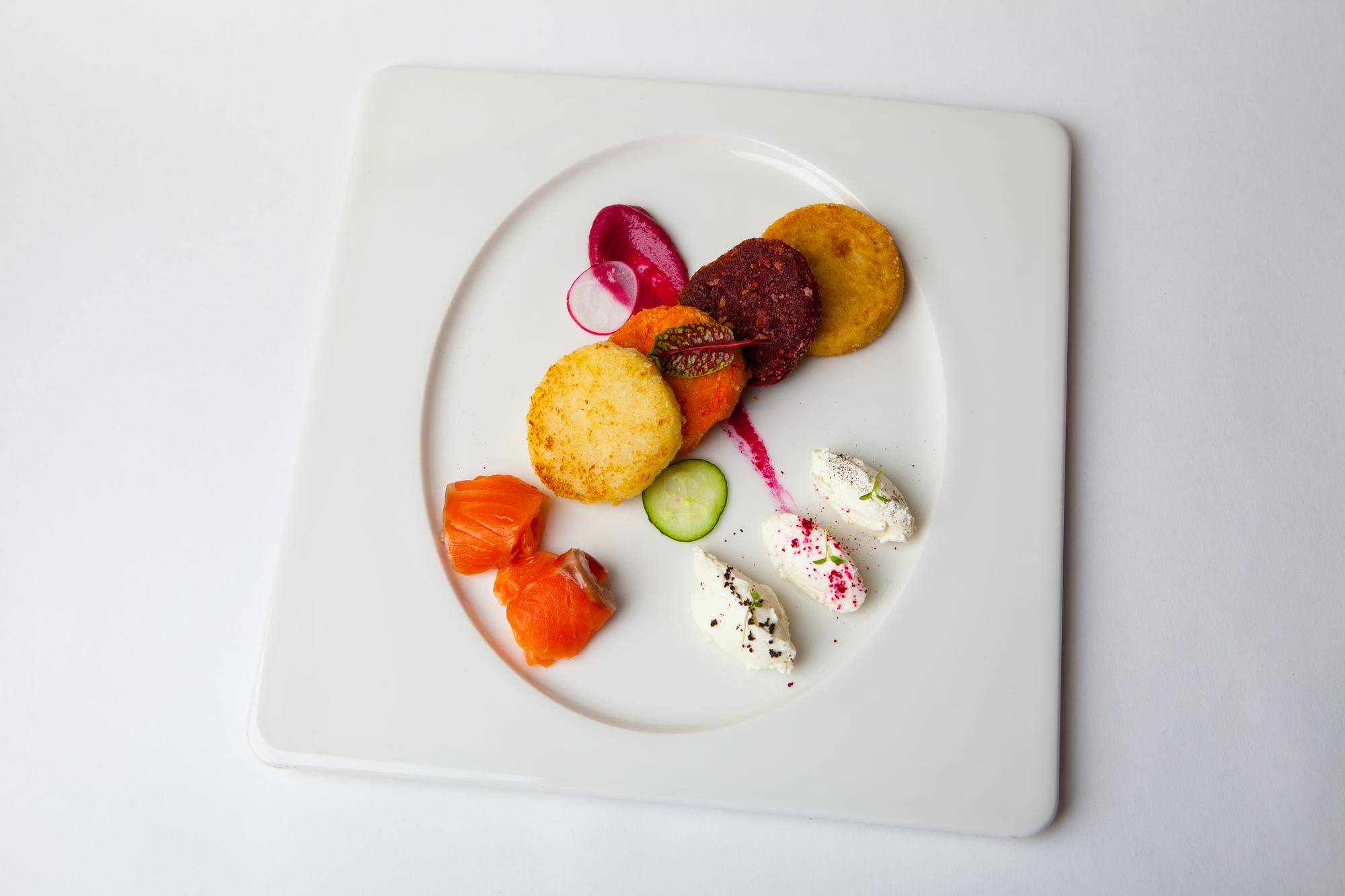 set of three plated tasting portions